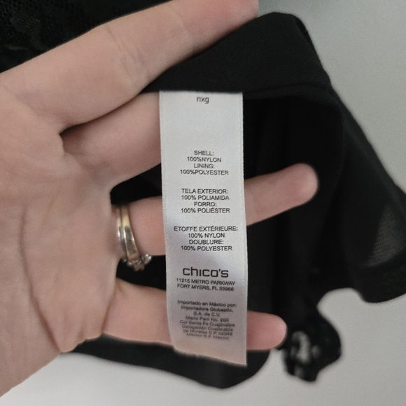 Chico's Women's Black Lace Cheetah Animal Print Blouse Tunic Top size 1 Medium - Picture 4 of 10